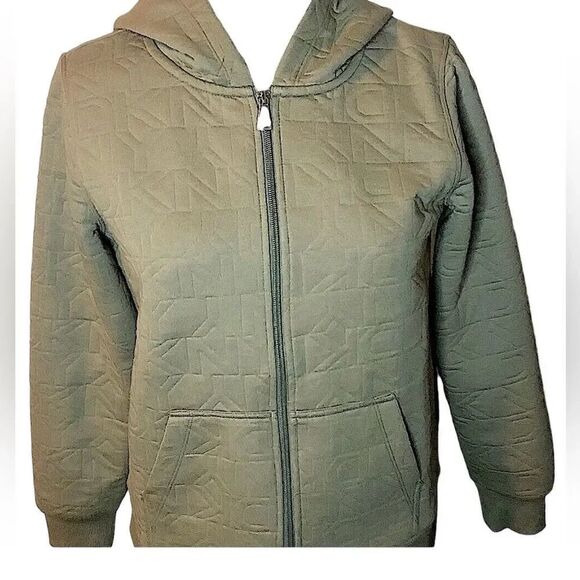 Dkny Jackets & Blazers - DKNY Women’s Hooded Sweat Jacket/ Front ZipperOlive/Design printed DKNY/…